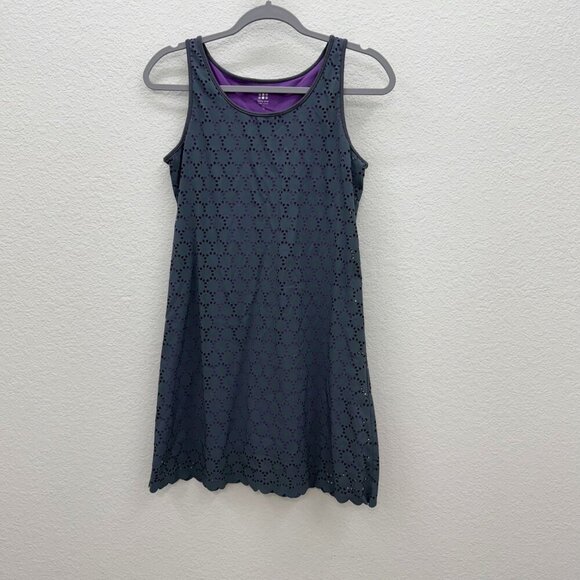 Title Nine Nimblene Illusion Athletic Eyelet Gray Purple Dress Womens size Small - Picture 1 of 5